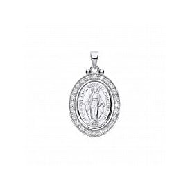 Sterling Silver CZ M.Medal Pendant & Chain