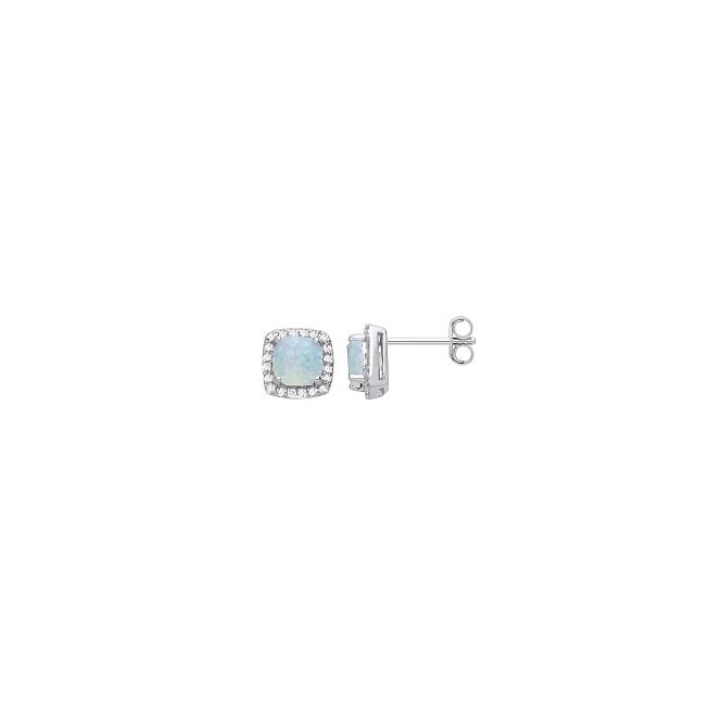 Lowry Sterling Silver Sterling Silver CZ & Opal Earrings