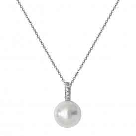 Sterling Silver CZ Pearl Necklace