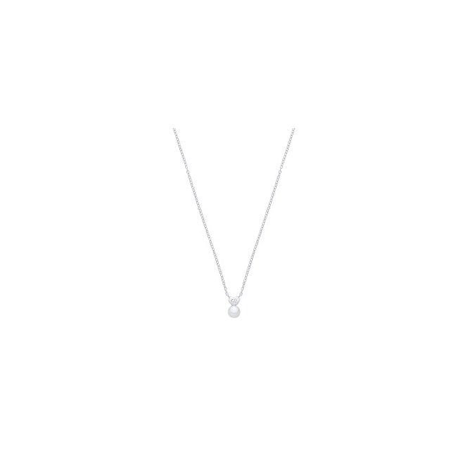 Lowry Sterling Silver Sterling Silver CZ & Pearl Necklace