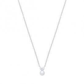 Sterling Silver CZ & Pearl Necklace