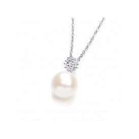 Sterling Silver CZ & Pearl Pendant