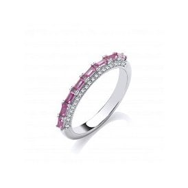 Sterling Silver CZ Ruby Eternity Ring