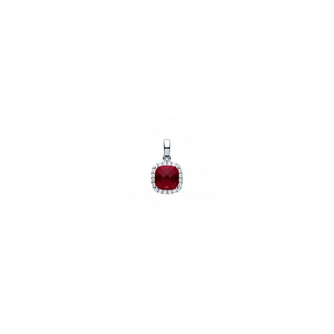 Lowry Sterling Silver Sterling Silver CZ Ruby Pendant