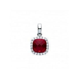 Sterling Silver CZ Ruby Pendant