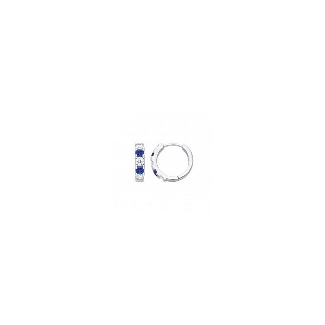 Lowry Sterling Silver Sterling Silver CZ Sapp Hoop Earrings