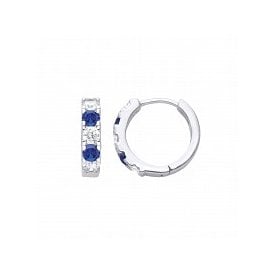 Sterling Silver CZ Sapp Hoop Earrings