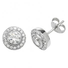 Sterling Silver CZ Stud Earrings
