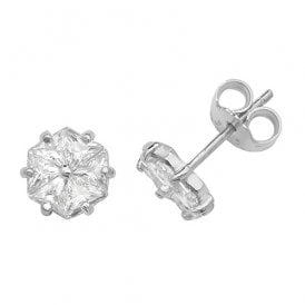 Sterling Silver CZ Stud Earrings