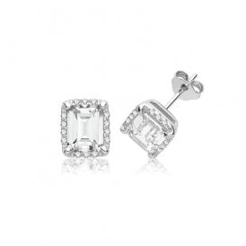 Sterling Silver CZ Stud Earrings