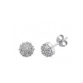 Sterling Silver Cz Stud Earrings