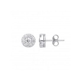Sterling Silver CZ Stud Earrings