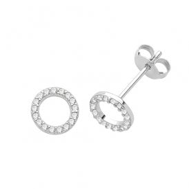 Sterling Silver CZ Stud Earrings