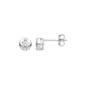 Sterling Silver CZ Stud Earrings