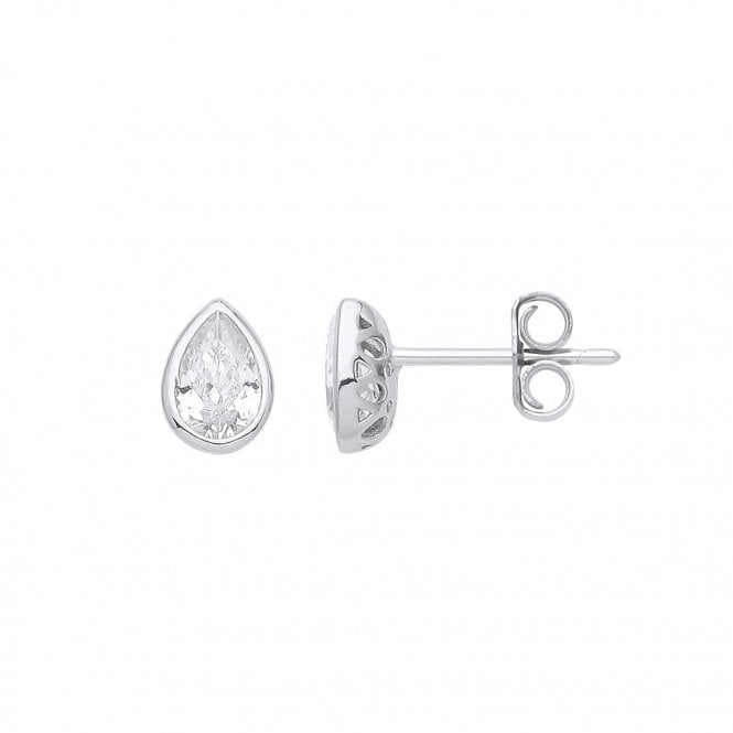 Lowry Sterling Silver Sterling Silver CZ Tear Drop Stud Earrings