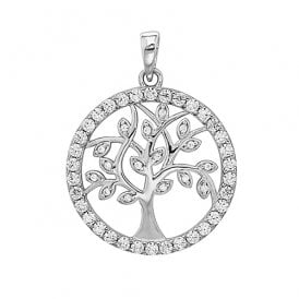 Sterling Silver CZ Tree of Life Pendant