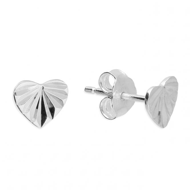Lowry Sterling Silver Sterling Silver D/C Heart Stud Earrings
