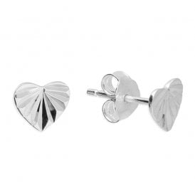 Sterling Silver D/C Heart Stud Earrings