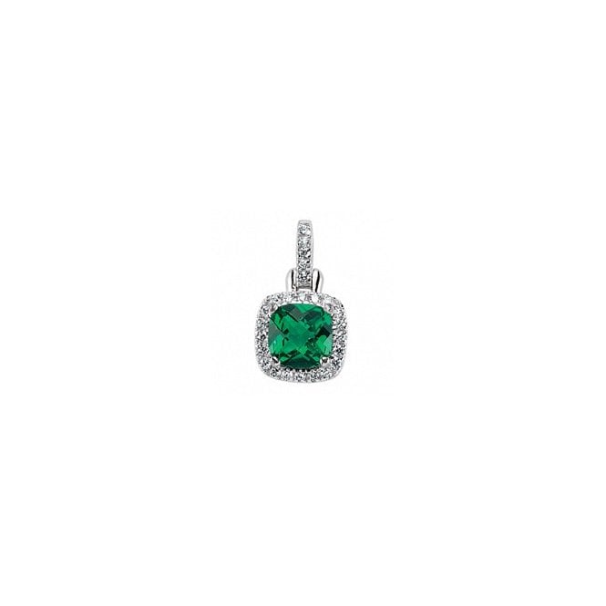 Lowry Sterling Silver Sterling Silver Emer & Cz Pendant & Chain