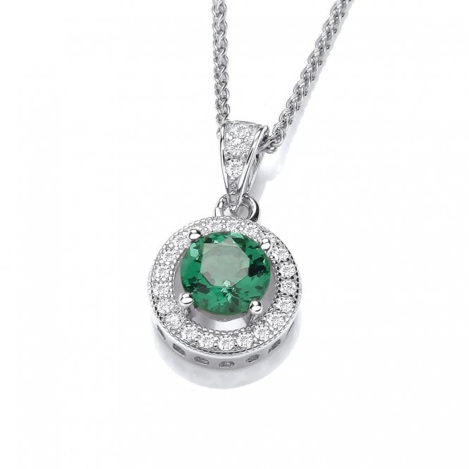Lowry Sterling Silver Sterling Silver Emer & Cz Pendant & Chain