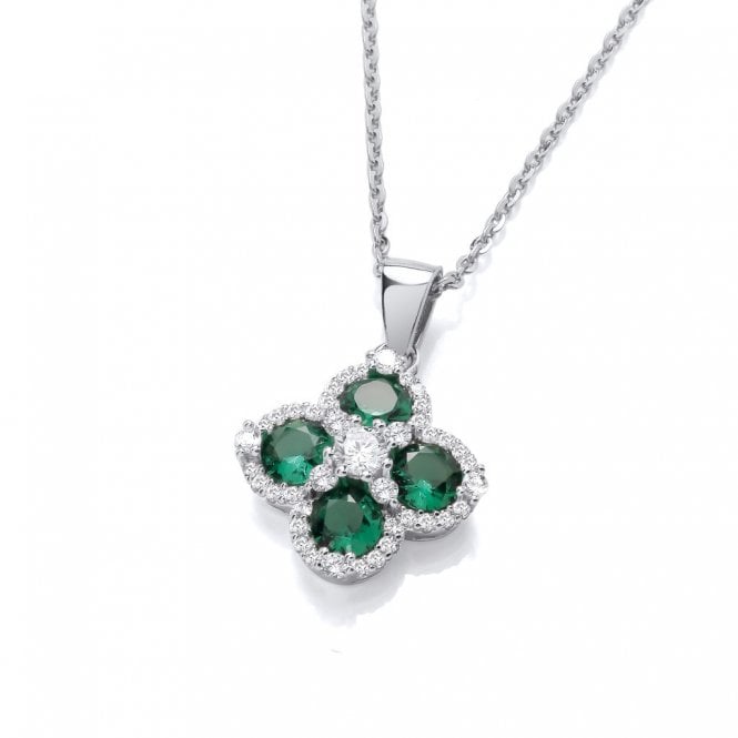 Lowry Sterling Silver Sterling Silver Emer & Cz Pendant & Chain
