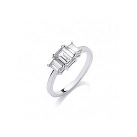 Sterling Silver Fancy 3 Stone CZ Ring