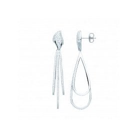 Sterling Silver Fancy CZ Drop Earrings