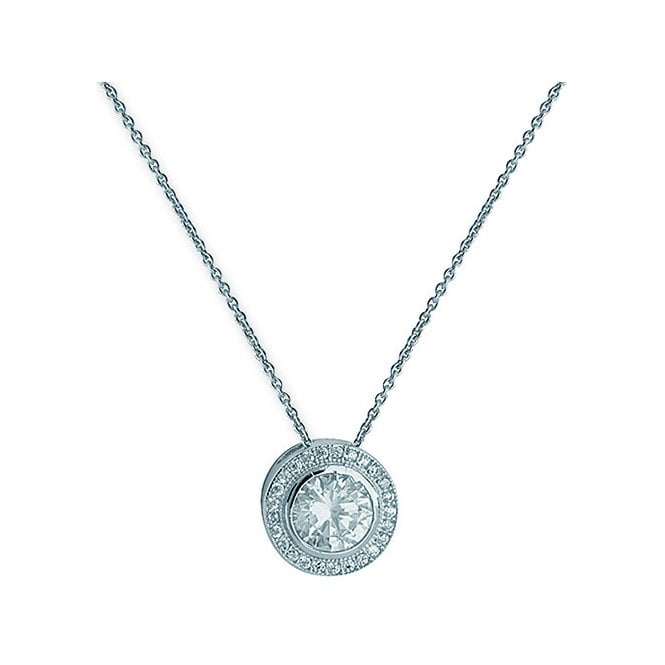 Lowry Sterling Silver Sterling Silver Fancy CZ Necklace