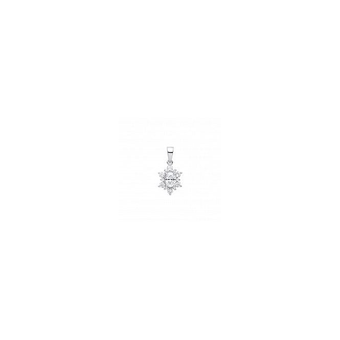 Lowry Sterling Silver Sterling Silver Fancy CZ Necklace