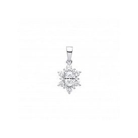 Sterling Silver Fancy CZ Necklace