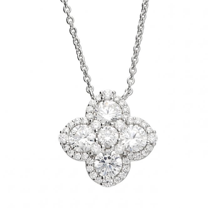 Lowry Sterling Silver Sterling Silver Fancy CZ Necklace