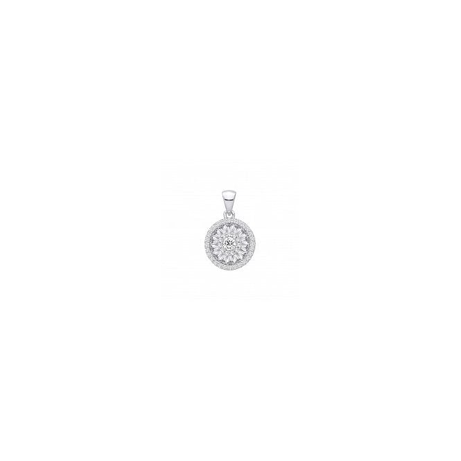 Lowry Sterling Silver Sterling Silver Fancy CZ Necklace