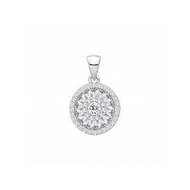 Sterling Silver Fancy CZ Necklace
