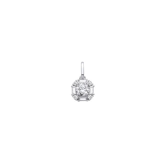 Lowry Sterling Silver Sterling Silver Fancy CZ Necklace