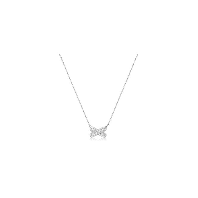 Lowry Sterling Silver Sterling Silver Fancy CZ Necklace