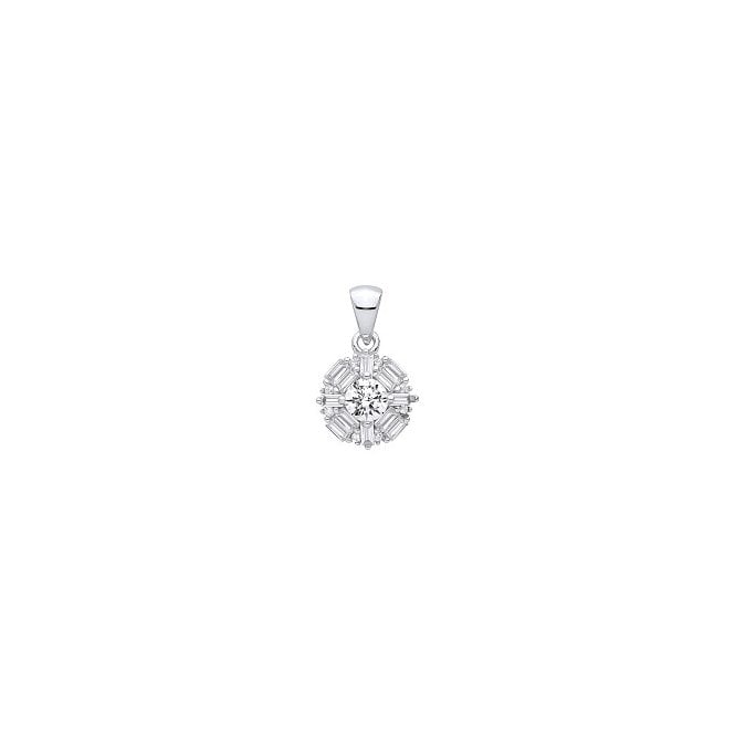 Lowry Sterling Silver Sterling Silver Fancy CZ Necklace