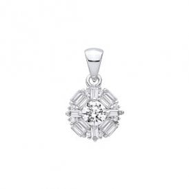 Sterling Silver Fancy CZ Necklace