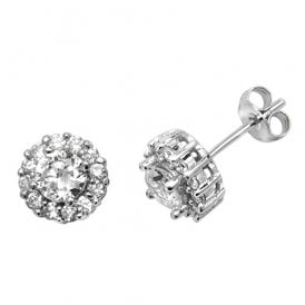 Sterling Silver Fancy CZ Stud Earrings