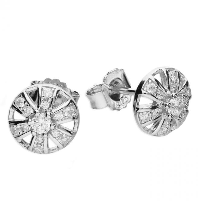 Lowry Sterling Silver Sterling Silver Fancy Cz Stud Earrings