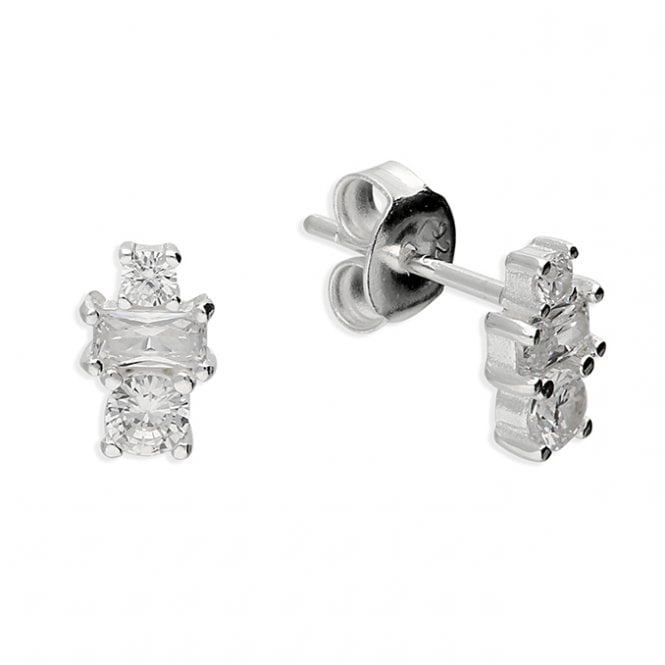 Lowry Sterling Silver Sterling Silver Fancy CZ Stud Earrings