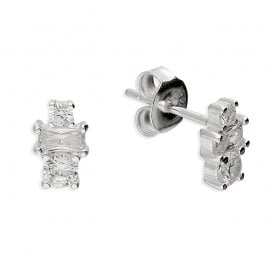 Sterling Silver Fancy CZ Stud Earrings