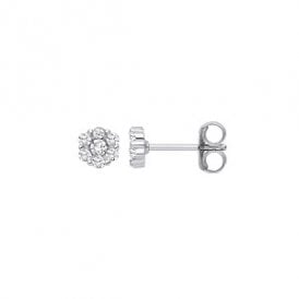 Sterling Silver Fancy CZ Stud Earrings