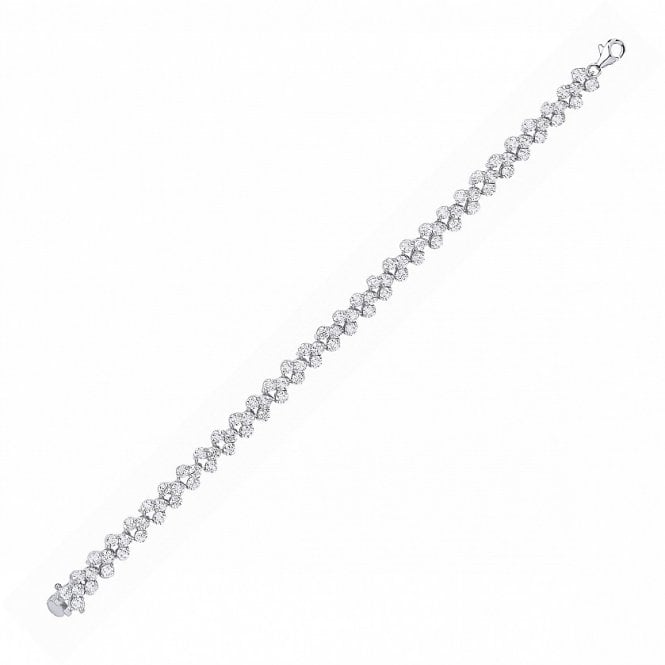 Lowry Sterling Silver Sterling Silver Fancy CZ Tennis Bracelet