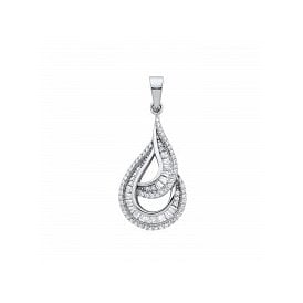 Sterling Silver Fancy Tear Drop Necklace