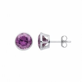 Sterling Silver Feb Birthstone Amethyst 5mm Stud Earrings