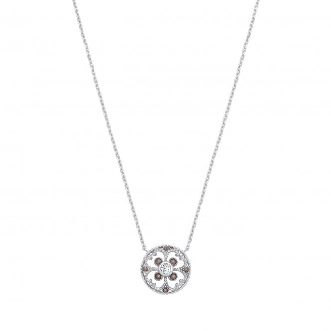 Lowry Sterling Silver Sterling Silver Floral Pendnat & Chain