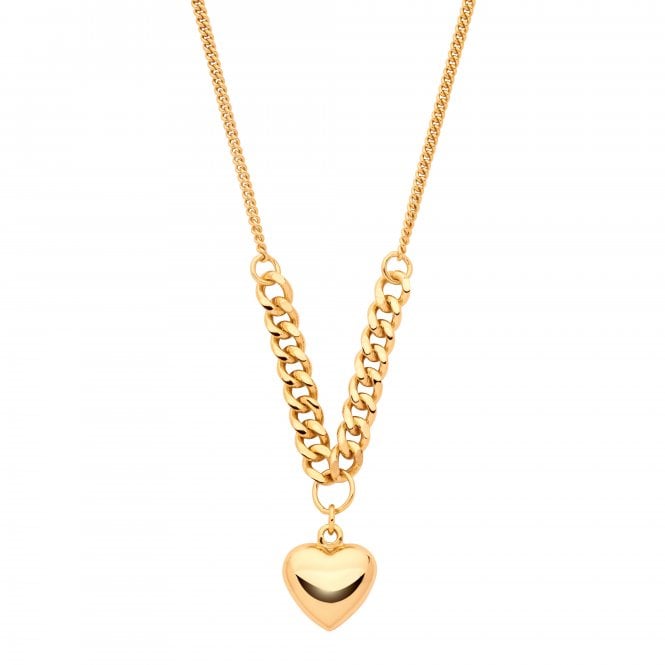 Lowry Sterling Silver Sterling Silver Gold Plated Heart Necklet
