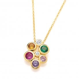 Sterling Silver Gold Plated Mutli Colour Bubble Pendant & Chain