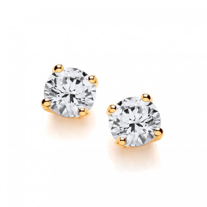 Lowry Sterling Silver Sterling Silver GP 7mm CZ Stud Earrings