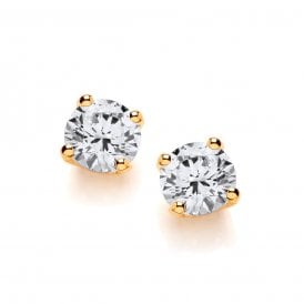 Sterling Silver GP 7mm CZ Stud Earrings